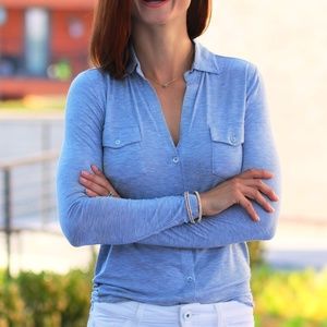 Majestic Filatures | Soft Touch Button-Down Shirt with Pockets | Size 3